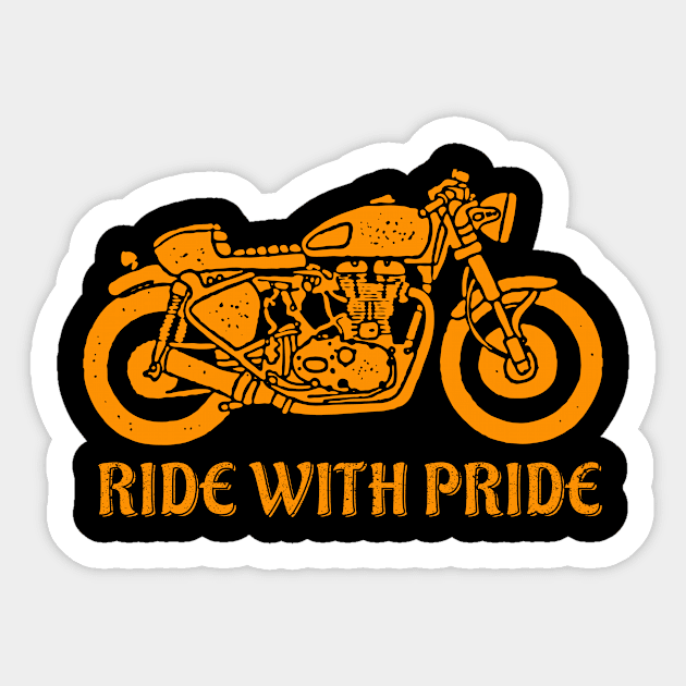 Ride With Pride - Motorcycle Tshirt Design Sticker by mubstud.ina